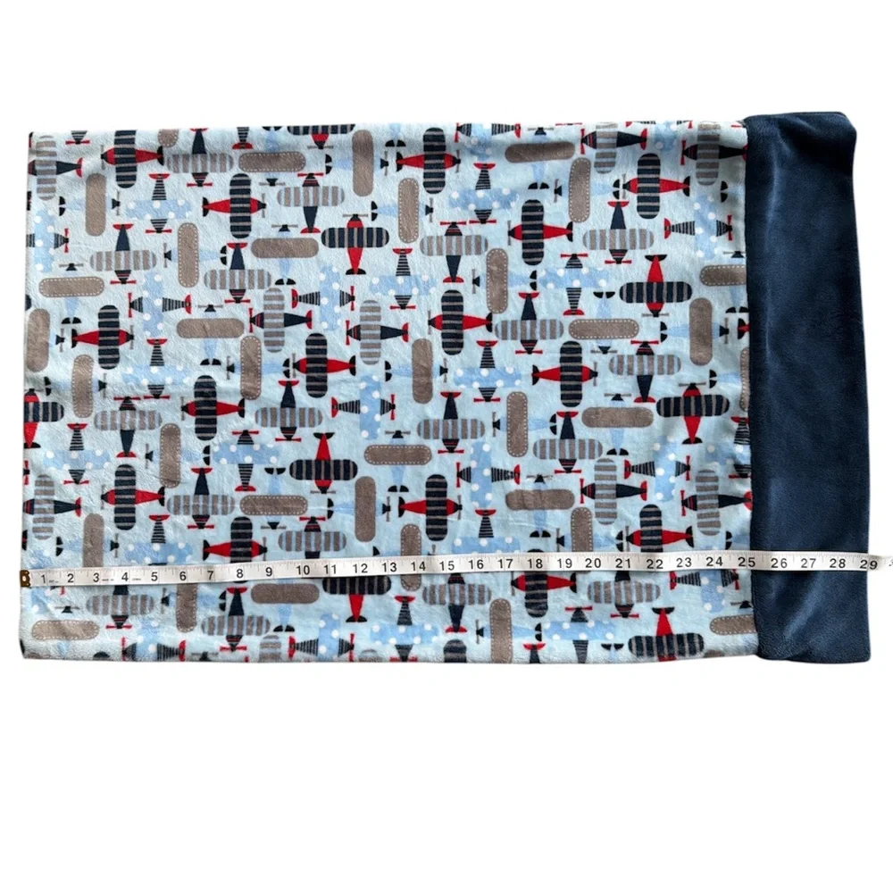 Airplane Minky Pillowcase Double-Sided Print – Blue/Navy Standard (NEW)